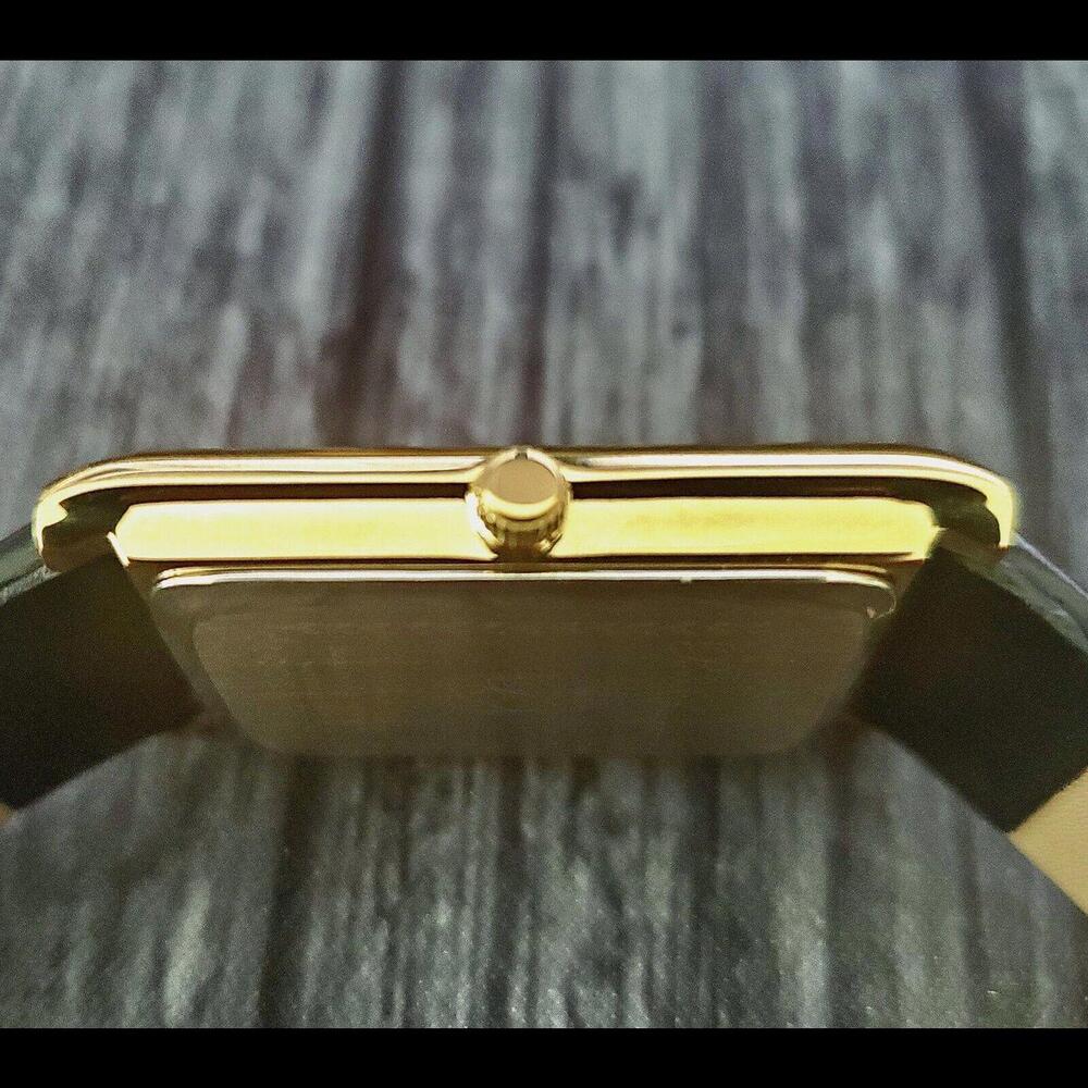 Authentic Pierre Lucerne Slim Quartz‎ Mens Ebony Tank Watch - Picture 9 of 11